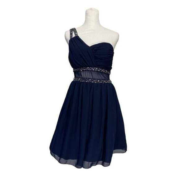 Jodi Kristopher navy dress junior 3 blue - Picture 3 of 12